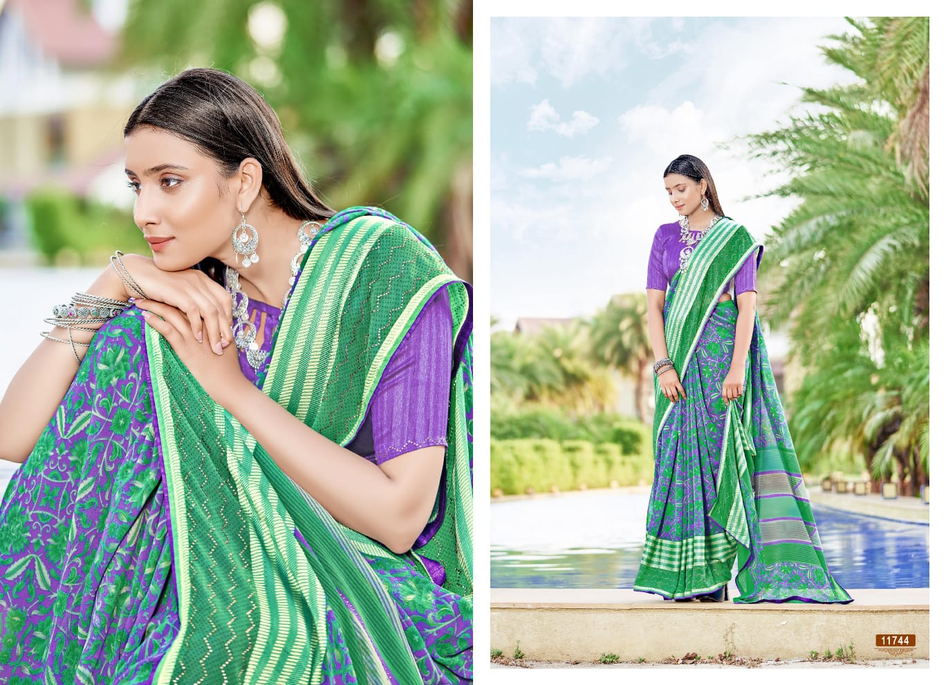SENHORA Heavy Georgette Designer Fancy Wear Latest Saree Collection 